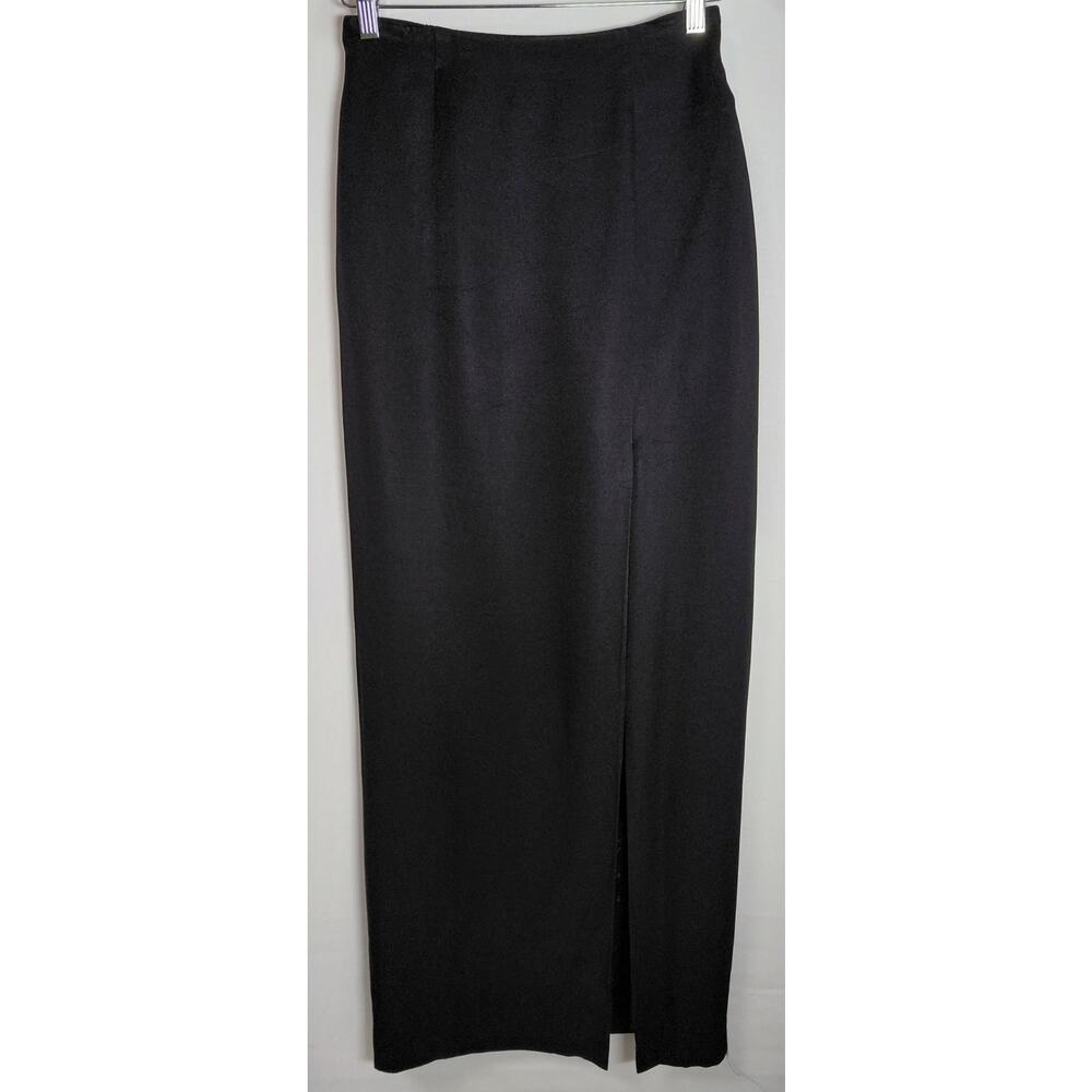 LILLIE RUBIN Acetate Black Maxi Skirt Solid Women Size 6